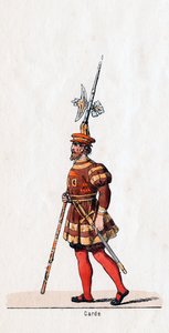 Guardia, diseño de vestuario para la obra de Shakespeare, Enrique VIII, siglo XIX de Unbekannt
