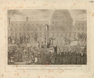 Guillotina elevada en la plaza del Carrusel, el 13 de agosto de 1792