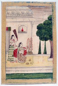 Gunakali Ragini, Álbum Ragamala, Escuela de Rajastán, siglo XIX de Unbekannt