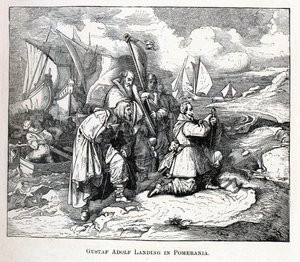 Gustavo Adolfo desembarcando en Pomerania, 1882 de Unbekannt