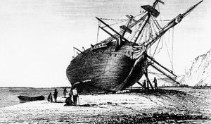 HMS Beagle varado, Río Santa Cruz, Patagonia, América del Sur, 1834 1839 de Unbekannt