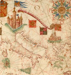 HM 1549
 LUÍS TEIXEIRA, CARTA PORTOLANA. Lisboa, ca. 1600 Inscrito en un pergamino "Por Luis Te[ixe]ira em Lix[bo]a". Vendida en 1867 por Henry Stevens (1791-1867) a Henry Huth (1815-78), The Huth Library (1880), pt. 4, 1171. Venta de Alfred Henry Huth (1 de Unbekannt