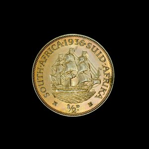 Moneda de medio penique, Sudáfrica de Unbekannt