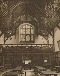 Salón de Grays Inn, donde se representó La comedia de los errores en vida de Shakespeare, c1935
