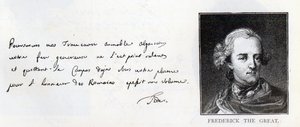 Escritura y firma de Federico el Grande, Rey de Prusia de Unbekannt