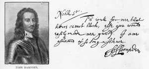 Escritura y firma de John Hampden de una carta escrita a Sir John Eliot en prisión, 21 de marzo