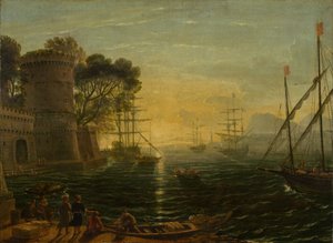 Puerto al atardecer, finales del siglo XVII