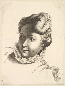 Cabeza de una mujer con gorguera, del Libro de cabezas grabadas según F. Boucher, siglo XVIII de Unbekannt