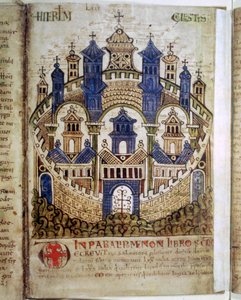 Jerusalén Celestial, una página de Liber Floridus, siglo XII de Unbekannt