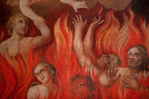Pintura del infierno en la iglesia de Saint-Nicolas de Veroce, Saint-Nicolas de Veroce, Francia
