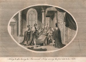 Enrique II, después de haber coronado a su hijo rey, sirviendo el primer plato a su mesa, 1170 1793 de Unbekannt