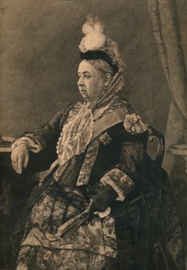 Su Majestad la Reina con el vestido usado en la Conmemoración del Jubileo en la Abadía de Westminster, 1887 de Unbekannt