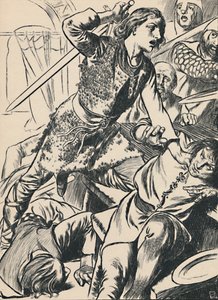 Hereward y sus hombres atacan a los normandos, c. 1907 de Unbekannt