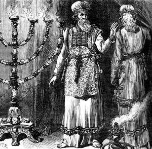 Sumos sacerdotes, mostrando el efod y las túnicas de lino, c1880