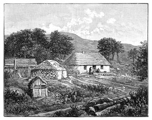 Cabañas de las Tierras Altas en Lochaber, Escocia, 1900