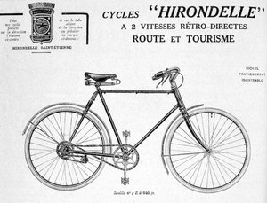 Hirondelle Saint Etienne, Anuncio de Turismo en Bicicleta, siglo XX de Unbekannt
