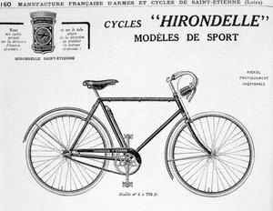 Hirondelle Saint Etienne, anuncio de turismo en bicicleta, siglo XX de Unbekannt
