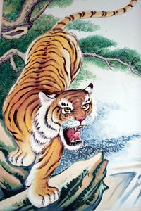 Templo budista chino Hoi Tuong Te Nguoi Hoa. Pintura de tigre. Phu Quoc. Vietnam de Unbekannt