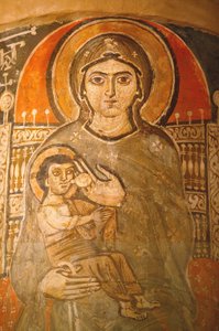 Monasterio copto de la Santa Virgen y San Juan Kame: fresco de María amamantando a Jesús, Egipto de Unbekannt