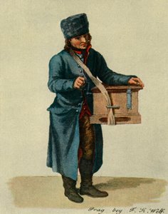 Arpa Enganchada y Órgano de Barril. Tipos de Músicos de Praga de Unbekannt
