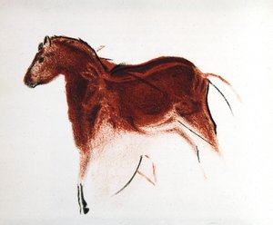 Caballo y cierva, pintura rupestre paleolítica de Altamira, sur de España, c. 16,000-c. 9000 a.C. de Unbekannt