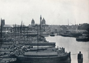 Hull - Princes Dock: Con el Memorial Wilberforce y las Oficinas del Muelle, 1895 de Unbekannt