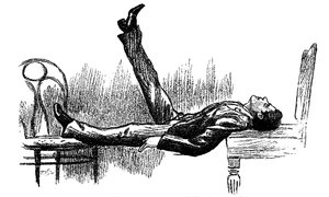 Sujeto hipnotizado en estado de catalepsia, 1891