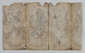 Dibujo iconográfico de seres tántricos iluminados verso, c. 1500 de Unbekannt