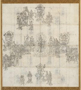 Boceto iconográfico Zuzo para el Sutra Mandala de los Reyes Benevolentes, 1100s de Unbekannt