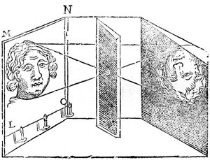 Ilustración del principio de la cámara oscura, 1671