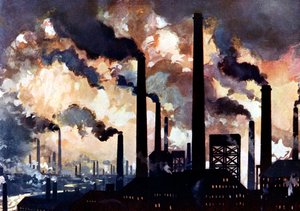 Contaminación industrial, Sheffield, Yorkshire, c. 1925