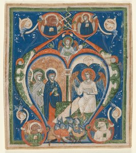 Inicial A [ngelus Domini descendit] de un Antifonario: Las Tres Marías en la Tumba, c1280-1300
