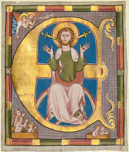 Inicial E de un libro de leyes municipales: El Juicio Final, c. 1330