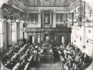 Interior de la Casa de la Asamblea, Ciudad del Cabo, Sudáfrica, 1895