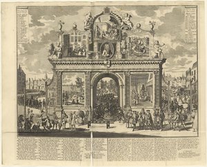 Esquemas de inversión: Arco conmemorativo erigido en el lugar de entierro de los accionistas arruinados, 1720 de Unbekannt