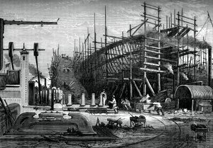Barco de hierro, astillero de Messrs Samuda, Isla de Perros, Londres, c1880 de Unbekannt