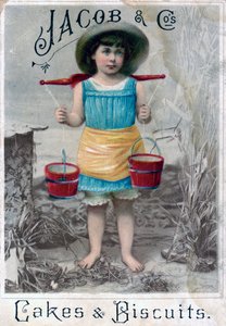 Jacob y Cos. Pasteles y galletas, c. 1900s-c. 1920s. Tarjeta postal publicitaria de Unbekannt