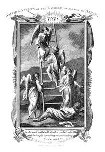 El sueño de Jacob con ángeles subiendo y bajando la escalera al cielo