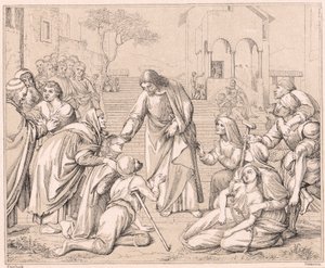 Jesús sanando a las multitudes, c. 1880 de Unbekannt