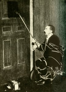 John Nevil Maskelyne realiza una ilusión de gabinete espiritual, c1910
