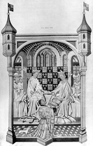John Talbot, Conde de Shrewsbury, presentando un libro a Margarita de Anjou, c. 1445, 1910 de Unbekannt