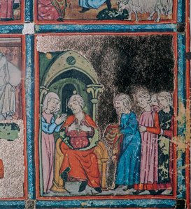 Los hermanos de José mostrando a su padre su abrigo manchado de sangre, siglo XIV