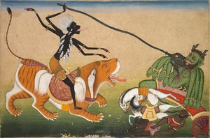 Kali atacando a Nisumbha, c. 1740 de Unbekannt