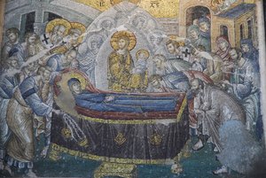 Kariye Camii (Iglesia de San Salvador en Chora) fresco: Dormición (muerte de María), Estambul, Turquía de Unbekannt
