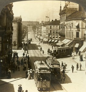 Calle Karl Johan, W.N.W. al Palacio Real, Christiania, Noruega, c. 1905 de Unbekannt
