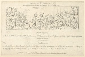 Clave con lista de intérpretes y audiencia para: La ópera de los mendigos, 1 de julio de 1790 de Unbekannt