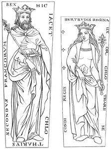 Rey Clotario II 584-629 y Bertude 575-604, siglo XII de Unbekannt