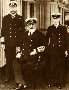 Rey Eduardo VII con su hijo Jorge, Príncipe de Gales, y su nieto el Príncipe Eduardo, 1910, 1935