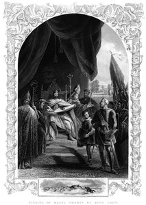 Rey Juan 1167-1216 firmando la Carta Magna en Runnymede, 1215 de Unbekannt