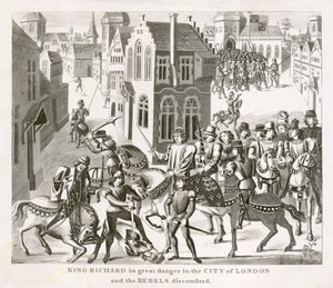 El rey Ricardo II confrontando a los rebeldes, Revuelta de los campesinos, Londres